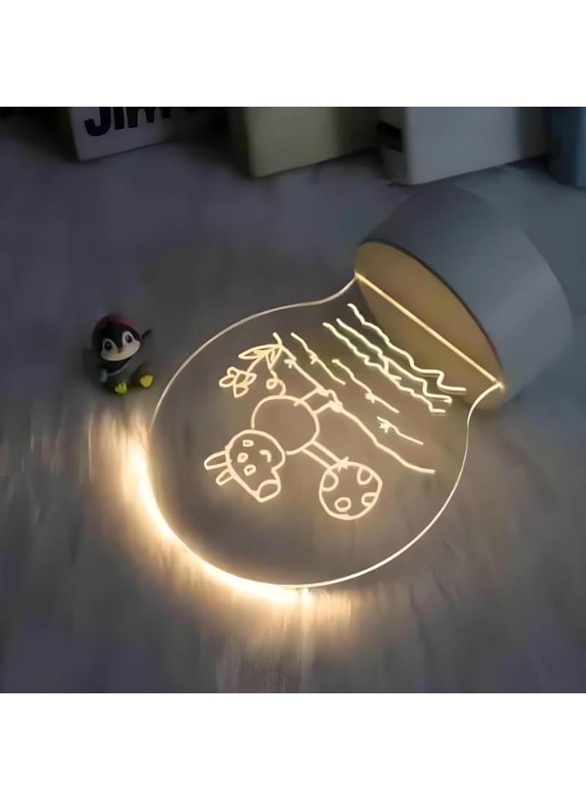 ثري دي لوحة رسائل ليلية إبداعية من الأكريليك بتقنية LED مع قلم | مصباح كتابة قابل لإعادة الكتابة يعمل بمنفذ USB بإضاءة دافئة ناعمة، مثالي كهدية في أعياد الميلاد وعيد الحب والعطلات - Image 4